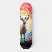 Golden Sunset Floral Fall Forest Deer スケートボード (正面)
