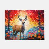 Golden Sunset Floral Fall Forest Deer ドアマット (正面)