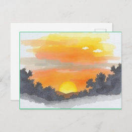 Golden Sunset Horizon Scenic Postcard ポストカード