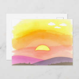 Golden Sunset Horizon Scenic Postcard ポストカード