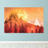 Golden sunset in the red mountains キャンバスプリント (インサイチュ (ウッドフロア))