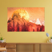 Golden sunset in the red mountains キャンバスプリント (インサイチュ (リビング))