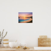 Golden Sunset Ocean Bay Poster - Mediterranean ポスター (キッチン)