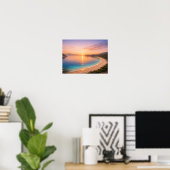 Golden Sunset Ocean Bay Poster - Mediterranean ポスター (ホームオフィス)