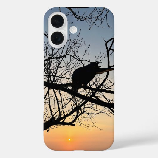 Golden Sunset Silhouette: Bird on Tree Branches Case-Mate iPhoneケース (裏面)