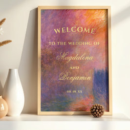 Golden Sunset Sky Monet Painting Wedding Welcome ポスター