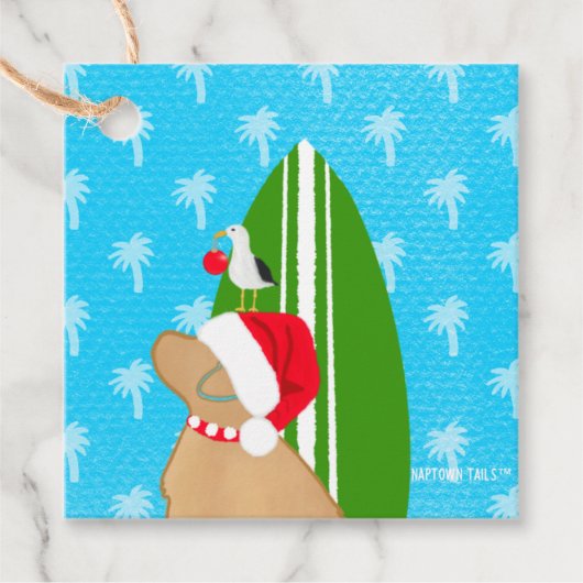 Golden Surf Dog Christmas Flat Gift Card フェイバータグ (正面)