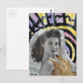 Golden Swimsuit Woman in 1939 beach collage art ポストカード (正面/裏面)