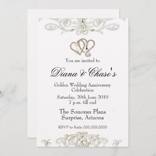 Golden Swirl 50th Anniversary Invite 招待状 (正面/裏面)
