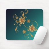 Golden Swirl Floral Mouse Pad マウスパッド (マウス)