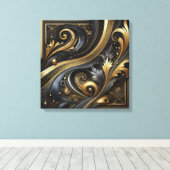 Golden Swirls and Curves Canvas Art キャンバスプリント (インサイチュ (ウッドフロア))