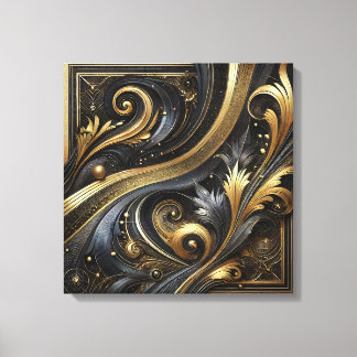 Golden Swirls and Curves Canvas Art キャンバスプリント