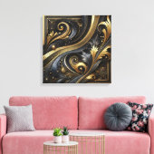 Golden Swirls and Curves Canvas Art キャンバスプリント (インサイチュ (リビング))