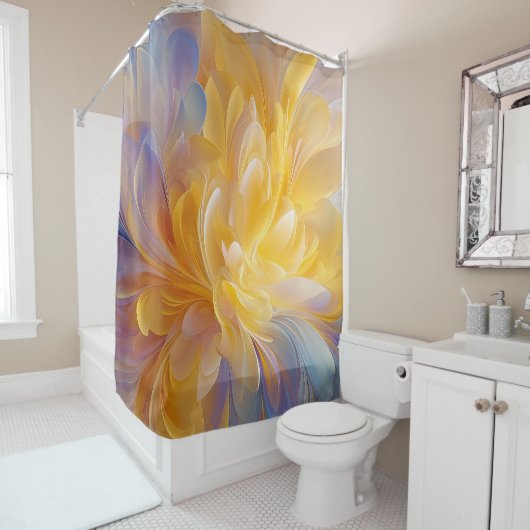 Golden Symphony of Blooming Abstract Petals シャワーカーテン (インサイチュ)