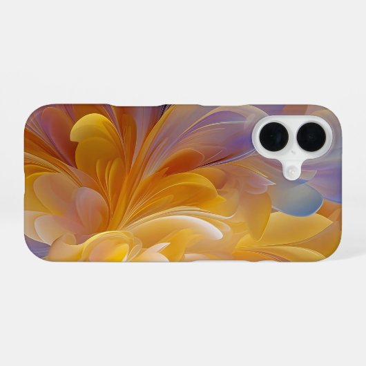 Golden Symphony of Blooming Abstract Petals iPhone 16ケース (裏面横)