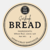 Golden Tan Bakery Sourdough Bread Label Sticker ラウンドシール (正面)