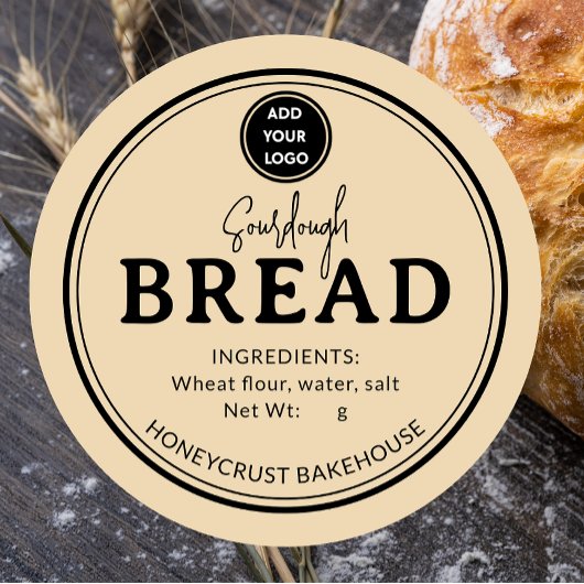 Golden Tan Bakery Sourdough Bread Label Sticker ラウンドシール