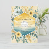 Golden Teal Coastal Wedding 招待状 (スタンド正面)