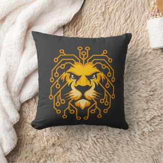 Golden Tech Lion Throw Pillow クッション
