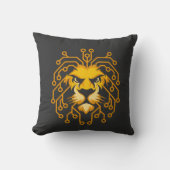Golden Tech Lion Throw Pillow クッション (正面)