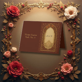 golden terracotta Arabian Floral Arch guest card サンキューカード