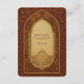 golden terracotta Arabian Floral Arch Wedding エンクロージャーカード (裏面)