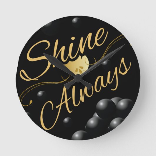 Golden Text Solar System Design ラウンド壁時計 (正面)