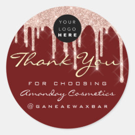 Golden Thank You Choosing LogoバラBurgundy ラウンドシール