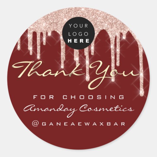 Golden Thank You Choosing LogoバラBurgundy ラウンドシール (正面)
