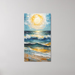 Golden Tide: Impressionist Ocean Sunset キャンバスプリント