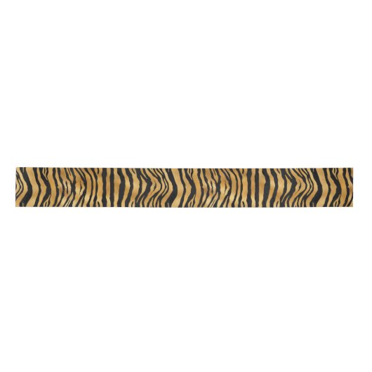 Golden Tiger Stripes | Bold Wild Animal Pattern サテンリボン (正面)