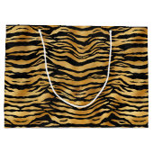 Golden Tiger Stripes | Bold Wild Animal Pattern ラージペーパーバッグ (裏面)