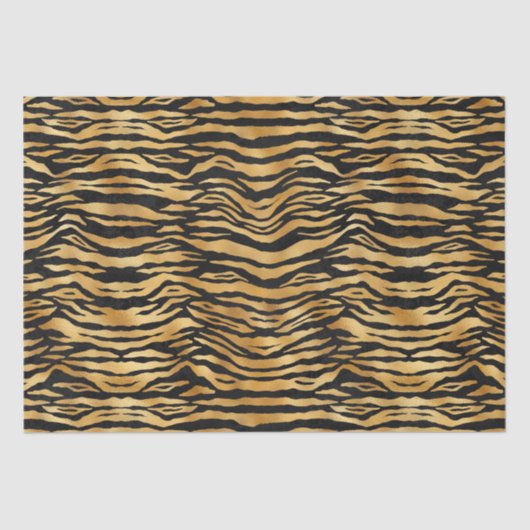 Golden Tiger Stripes | Bold Wild Animal Pattern 薄葉紙 (正面)