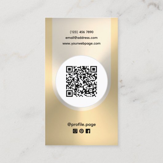 Golden tone faux metallic photographer 名刺 (裏面)