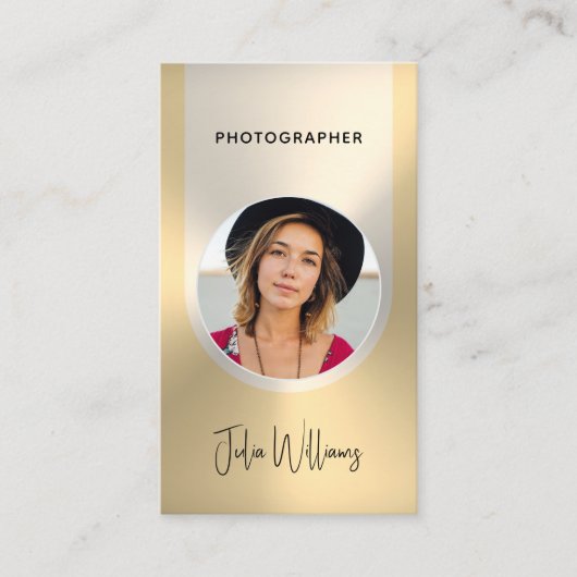 Golden tone faux metallic photographer 名刺 (正面)