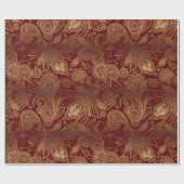 Golden Tones Ornate Paisley Pattern On Red ラッピングペーパー (フラット)