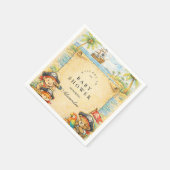 Golden Treasure Pirate Baby Shower スタンダードカクテルナプキン (角)