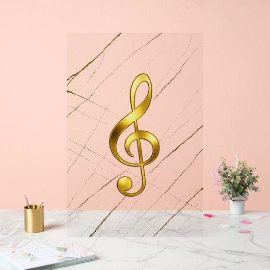 Golden Treble Clef Marble Wall Art アクリルサイン (ウェディング)