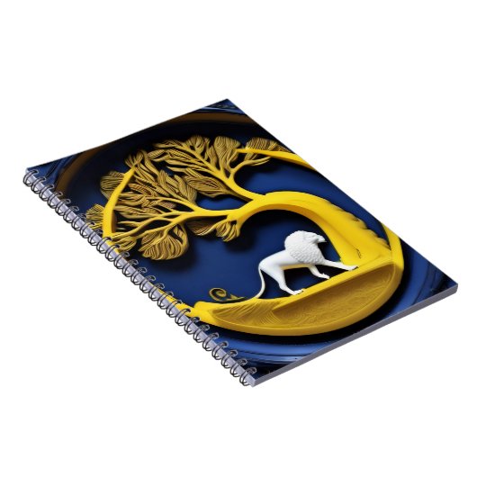 Golden tree framing a white lion Notebook ノートブック (右側)