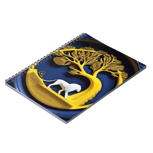 Golden tree framing a white lion Notebook ノートブック (左側)