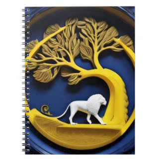 Golden tree framing a white lion Notebook ノートブック
