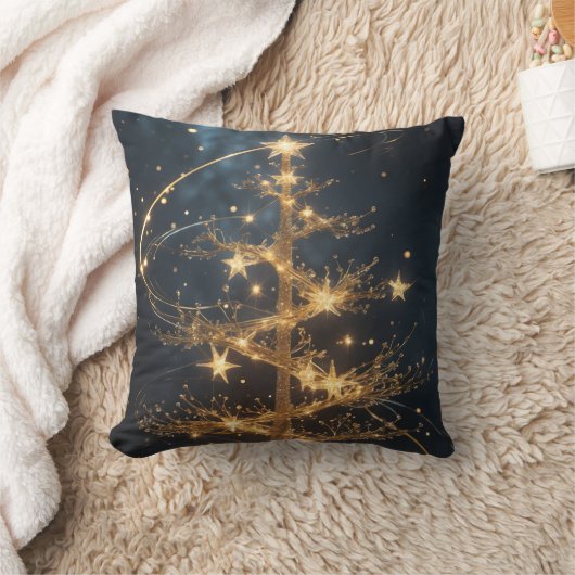 Golden Tree Glamour Throw Pillow クッション (ブランケット)