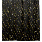 Golden Triangle Dots On Black Background Shiny Lux シャワーカーテン (正面)