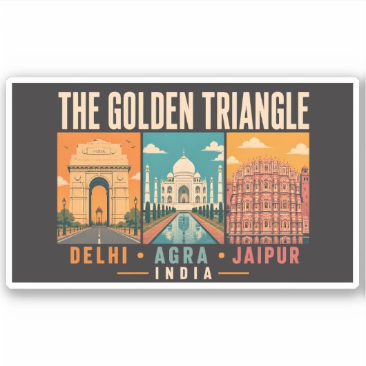 Golden Triangle India Illustration Vintage シール (正面)