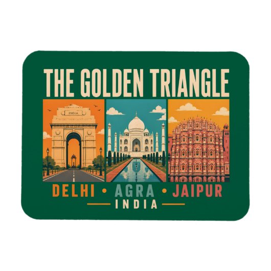 Golden Triangle India Illustration Vintage マグネット (横)