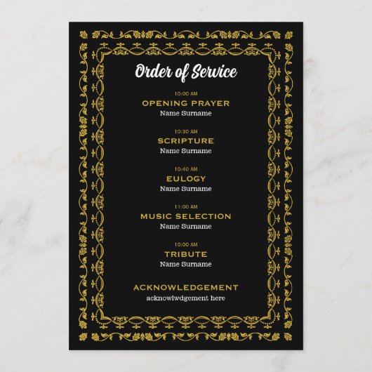 Golden Tribute Funeral Program プログラム (裏面)