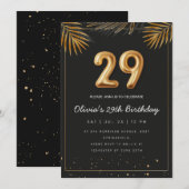 Golden Tropical Palm Leaves 29th Birthday  招待状 (正面/裏面)