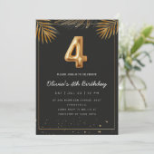 Golden Tropical Palm Leaves 4th Birthday  招待状 (スタンド正面)