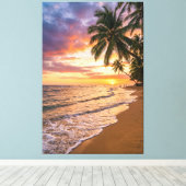 Golden Tropical Sunset Beach Canvas Print キャンバスプリント (インサイチュ (ウッドフロア))