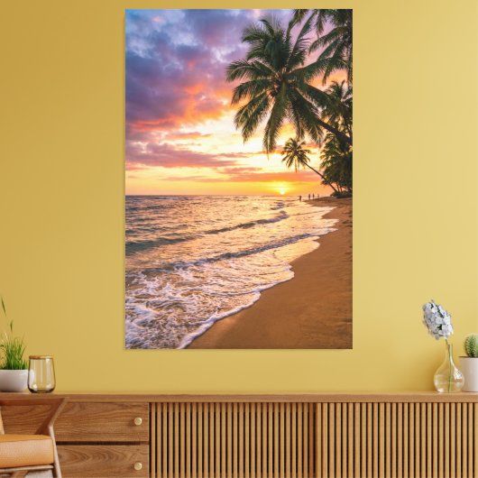 Golden Tropical Sunset Beach Canvas Print キャンバスプリント (インサイチュ (リビング))